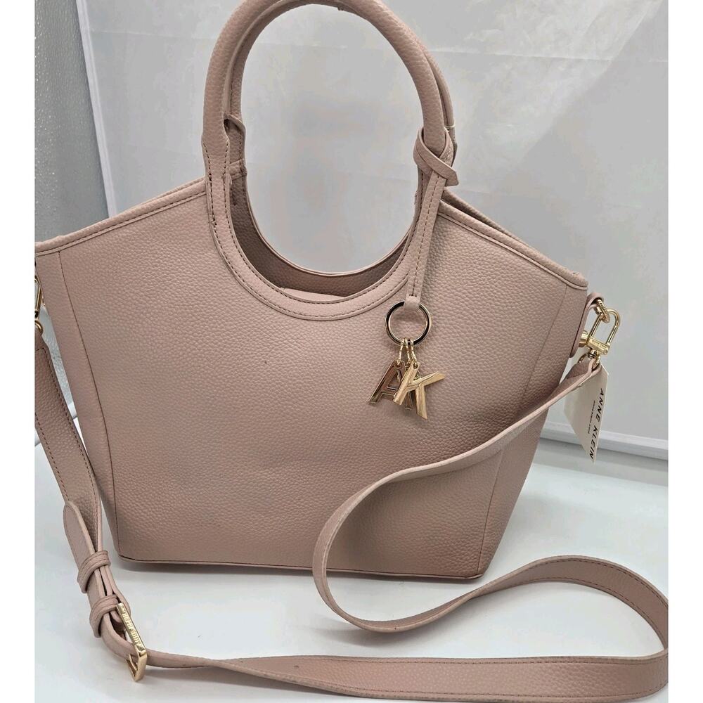 Anne Klein Rose Pink Pebble-grain Leather Med Tote Detach Strap NEW Coquette